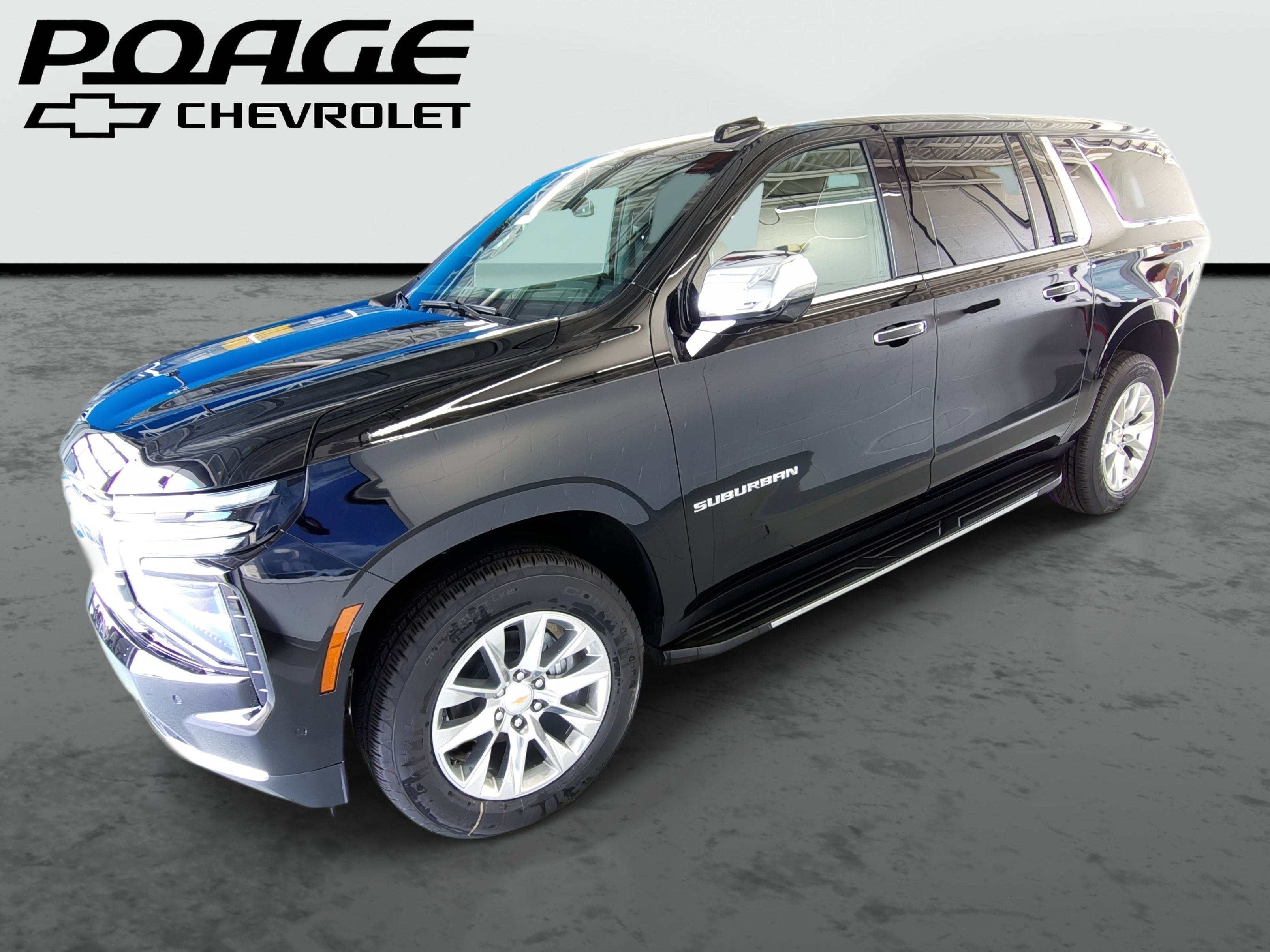 2026 Chevrolet Suburban Premier in Black — front three-quarter view