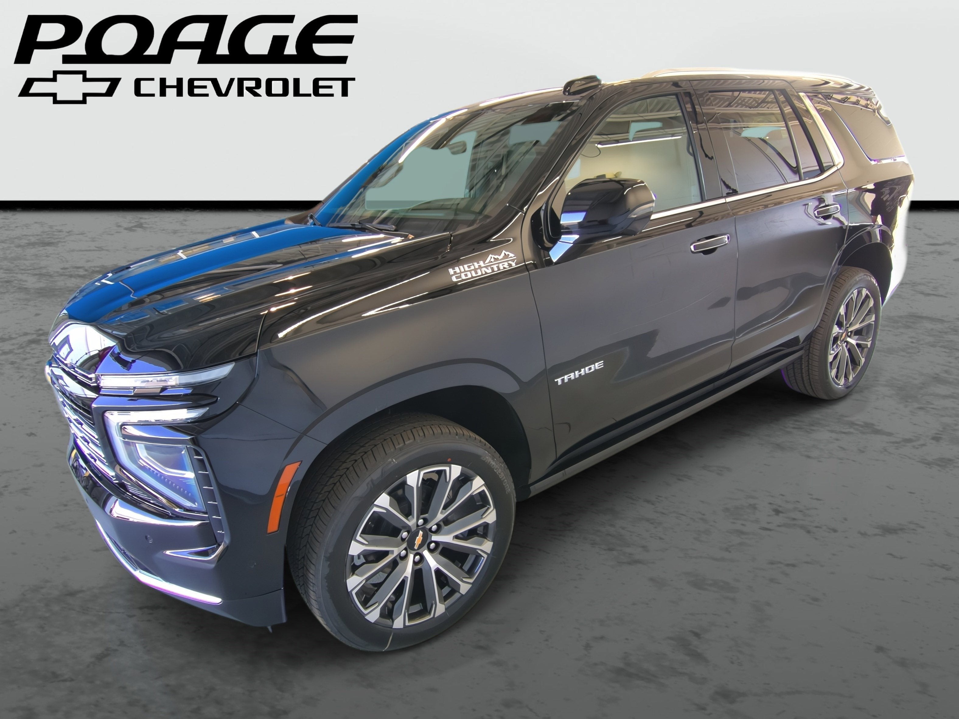 2026 Chevrolet Tahoe High Country in Black — front three-quarter view