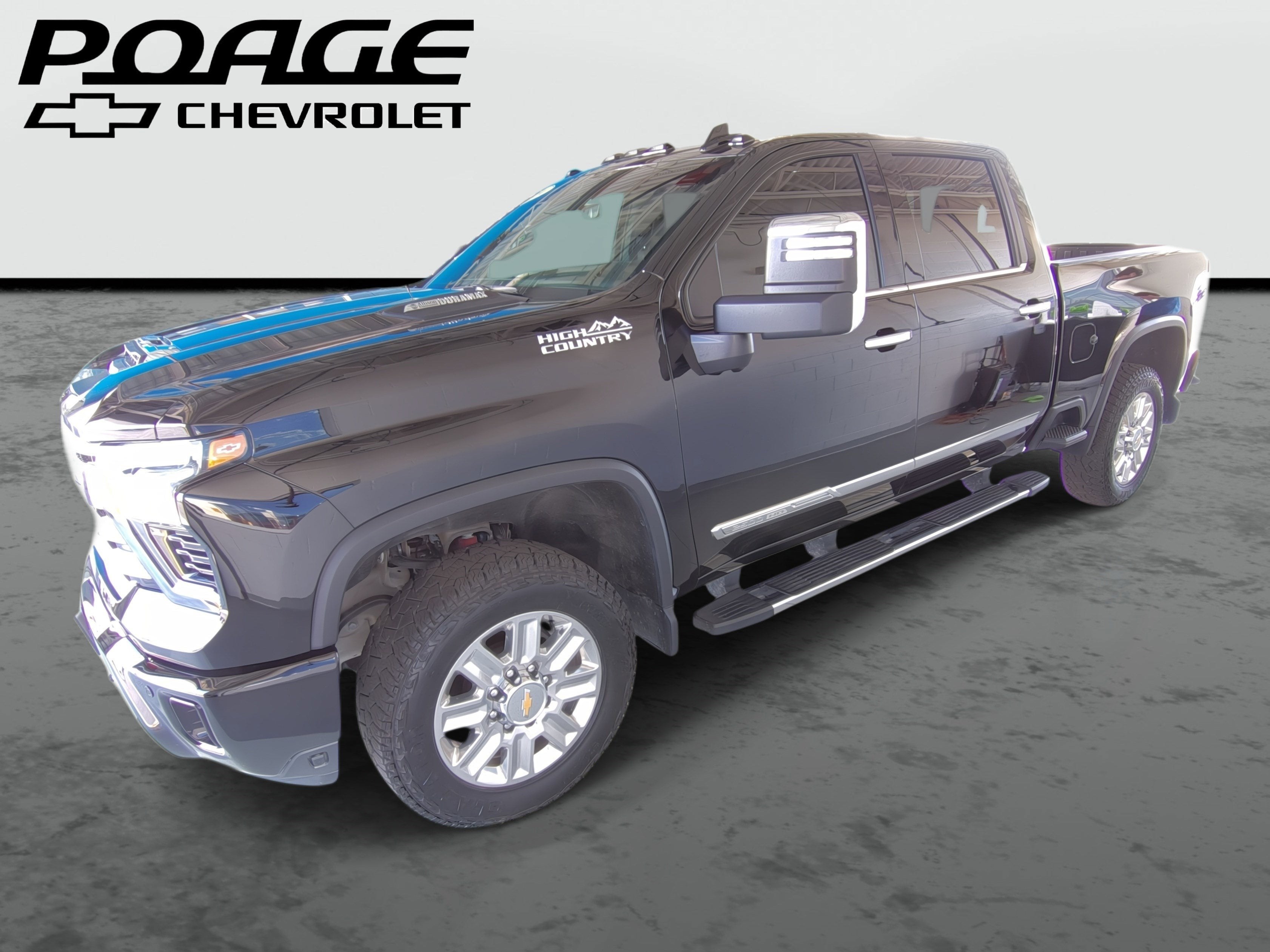 2024 Chevrolet Silverado 2500 HD High Country in Black — front three-quarter view