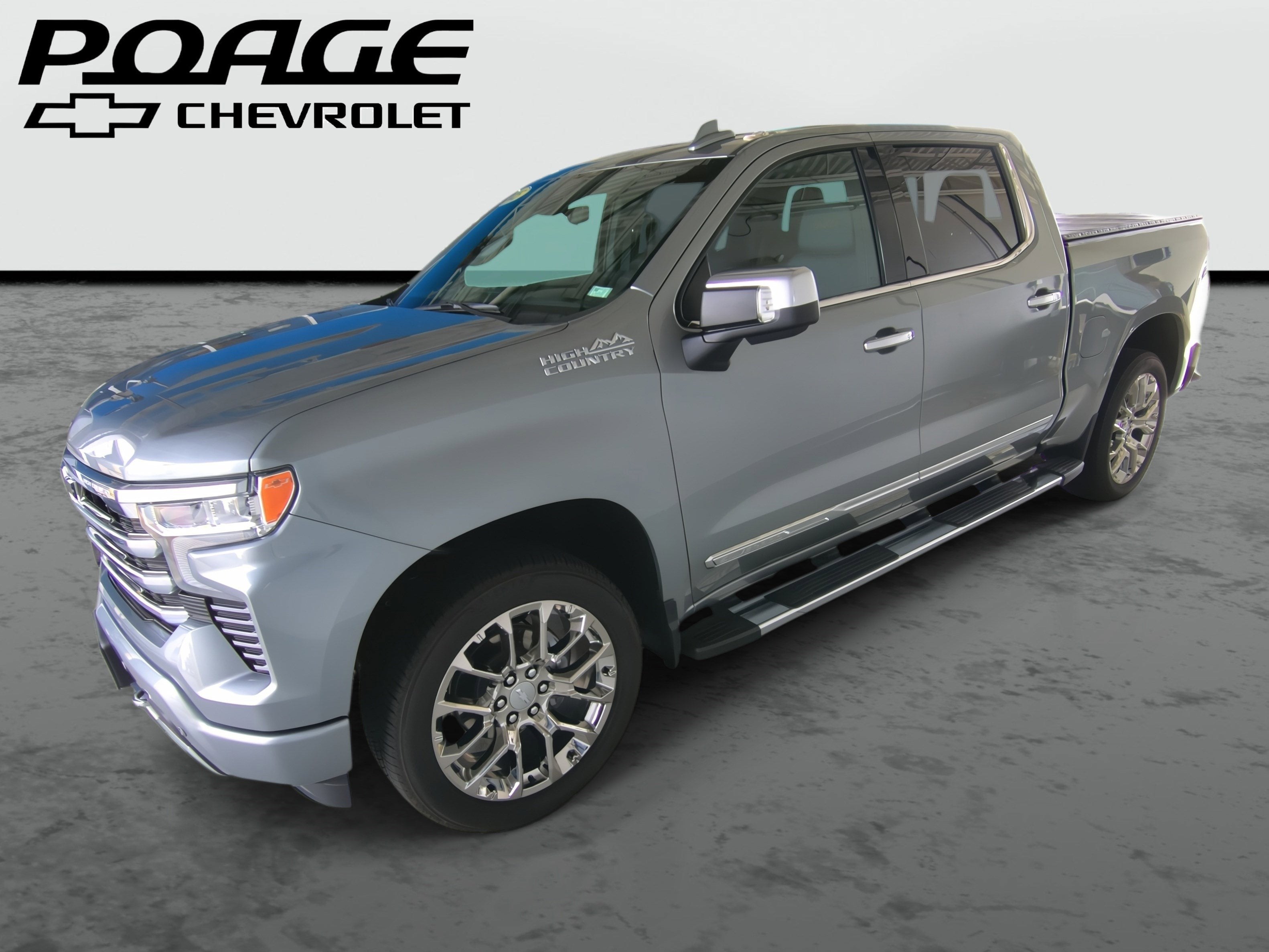 2025 Chevrolet Silverado 1500 High Country in Sterling Gray Metallic — front three-quarter view