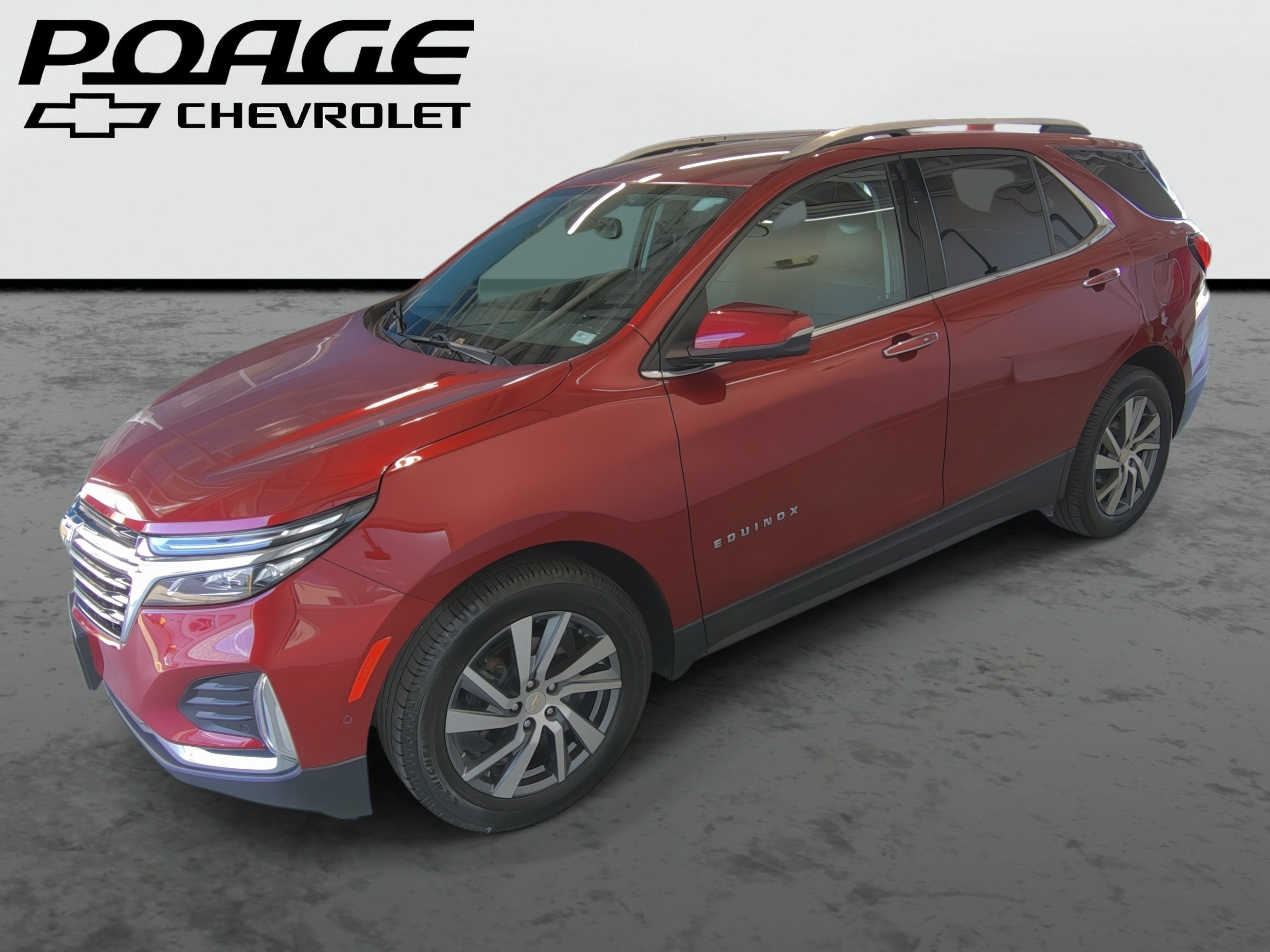 2022 Chevrolet Equinox Premier in Cherry Red Tintcoat — front three-quarter view