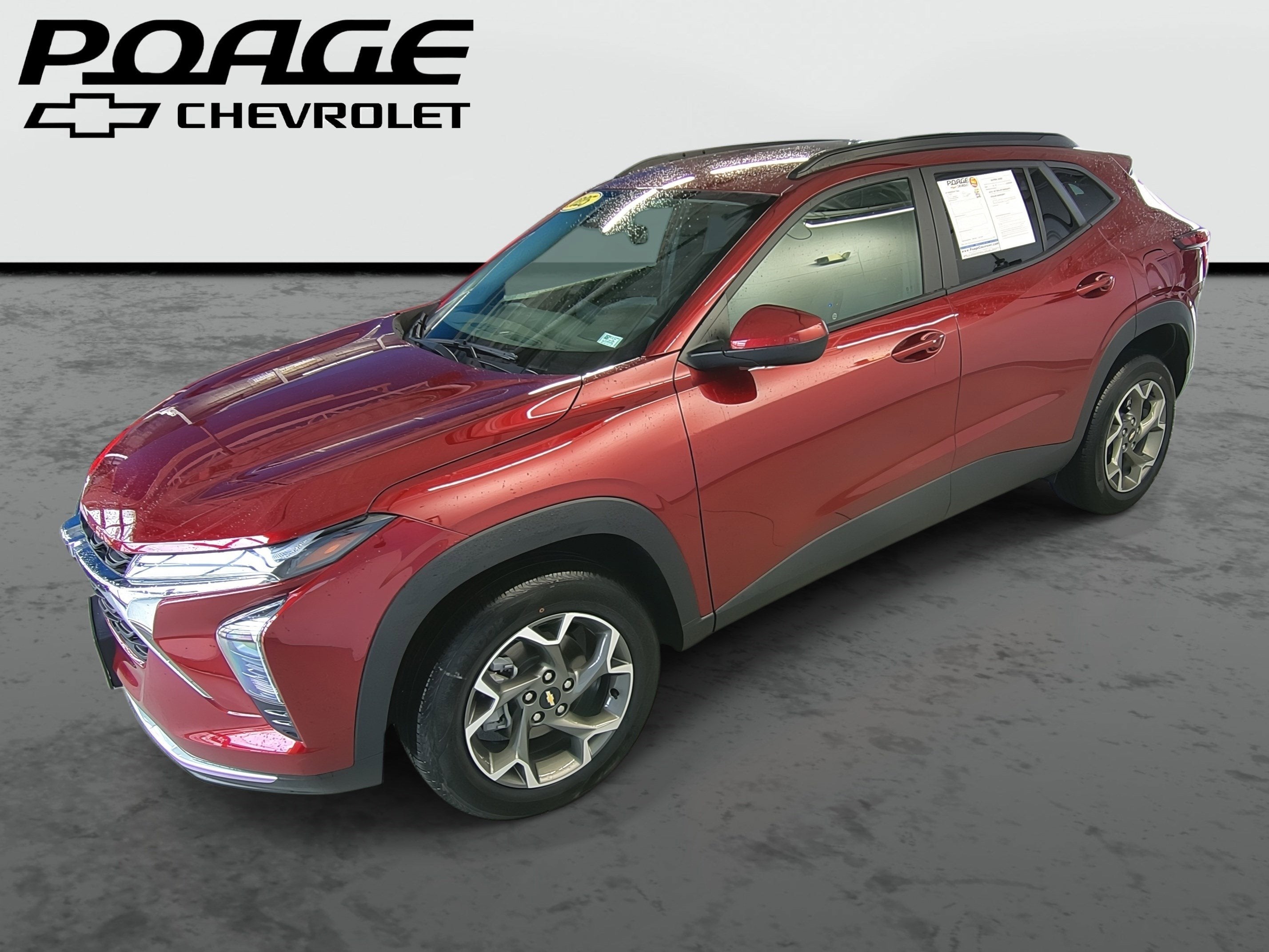 2025 Chevrolet Trax LT in Crimson Metallic — front three-quarter view