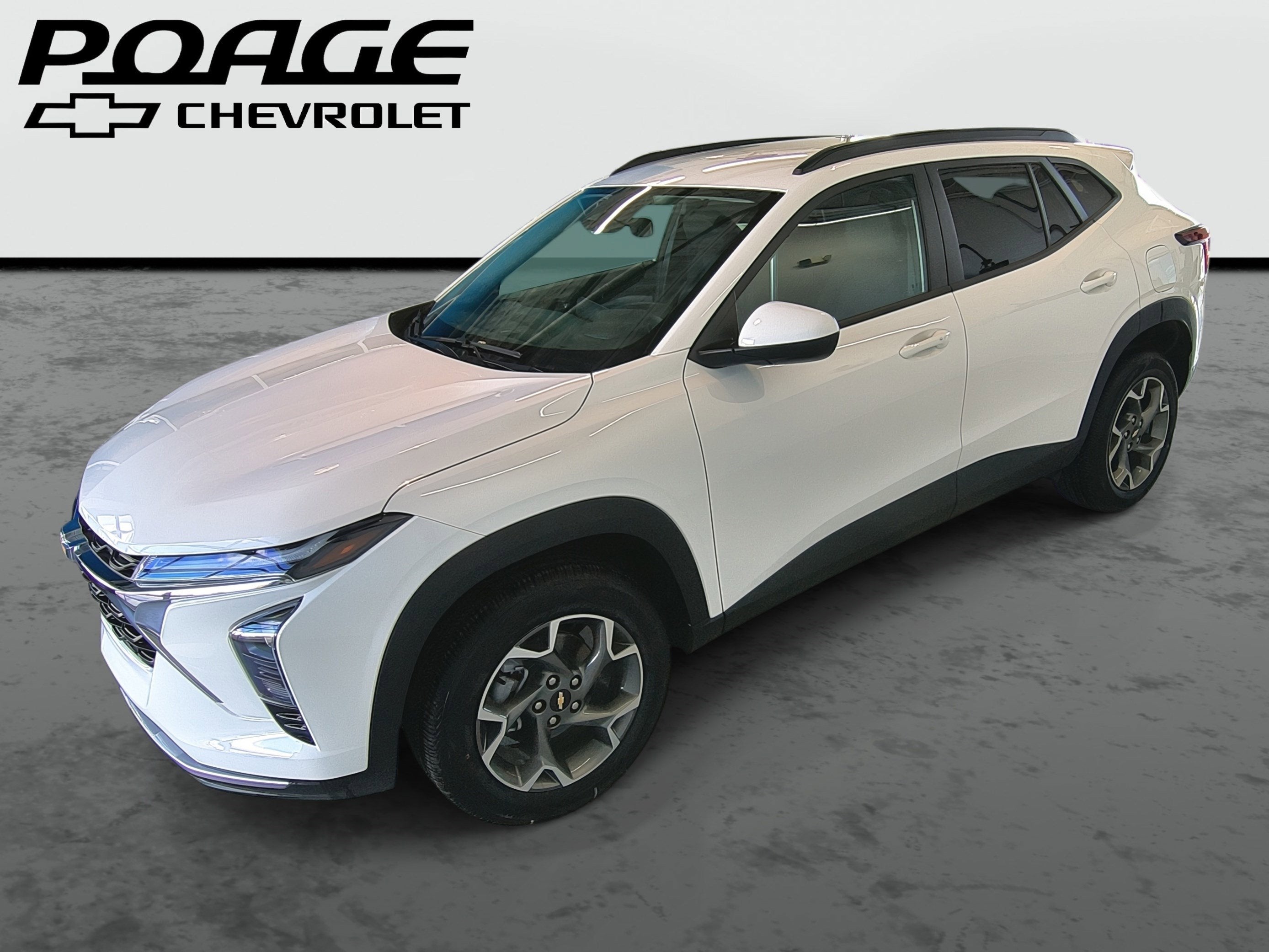 2025 Chevrolet Trax LT in Summit White — front three-quarter view