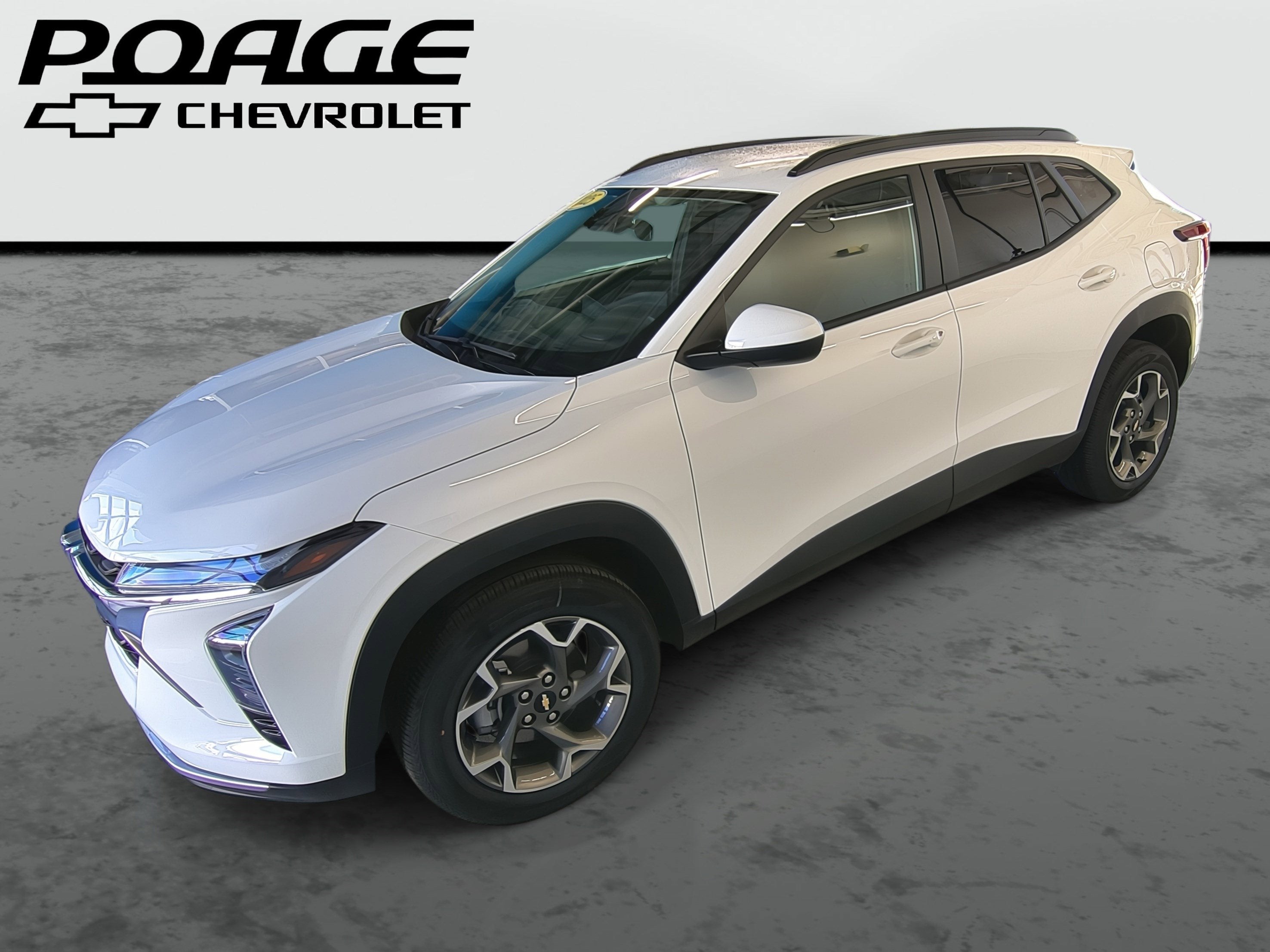 2025 Chevrolet Trax LT in Summit White — front three-quarter view