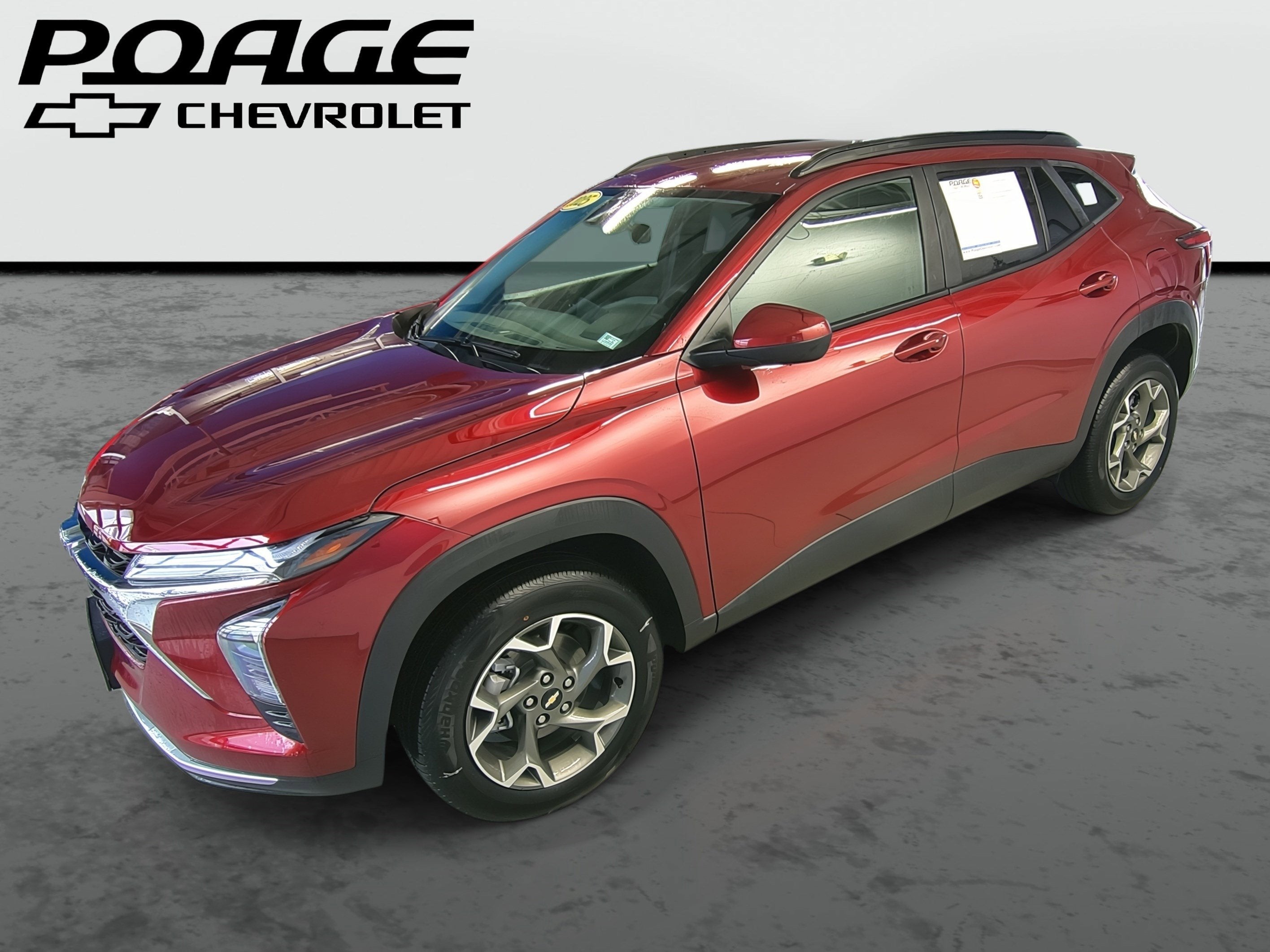 2025 Chevrolet Trax LT in Crimson Metallic — front three-quarter view